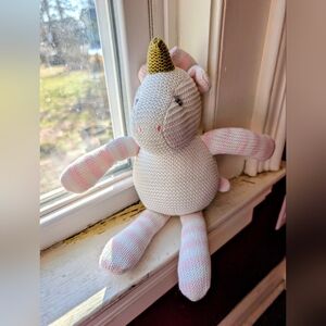 Fluffy Fun Knitted Pink Unicorn Plush for Babies Kids Whimsical Fantasy 11"